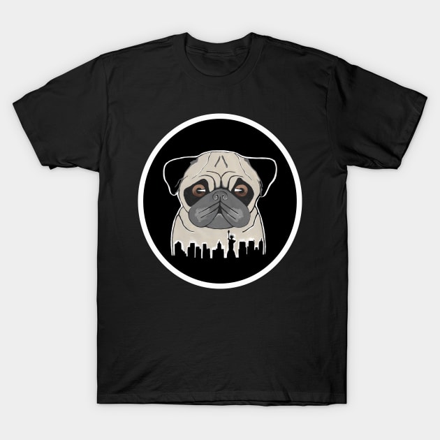 NEW YORK City Pug Dog Painting T-Shirt by SartorisArt1